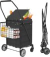 ZRedRoad Large Foldable Shopping Cart with Removable Liner，Grocery Cart