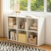 ZRongartlab 6 Cube Storage Organizer, White Metal Bookshelf for Living Room