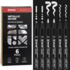 ZSCM 6 Silver Acrylic Paint Markers, Multi-Tip Set with Brush & Fine Points