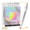 ZSCM 8 Skin Tone Alcohol Markers, Dual Tip Chisel & Fine For Portrait Art