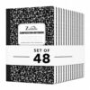 ZUBBLLE Composition Notebook 48 Pack, College Ruled Paper, Notebooks for School, School Comp Book, 9-3/4 x 7-1/2 Inches, 100 Sheets, 200 Pages Marble Covers - Black