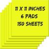 Zubebe 6 Pads 11 x 11 Inch Large Sticky Notes Jumbo Bright Colors Sticky Notepads Self Stick Note Square Memo Post Stickies for Office School, 25 Sheets/pad (Yellow)