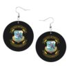 ZVPLOVJ Strategic Air Command Veteran Leather Round Dangle Earrings for Women Double-Sided Design with Hook
