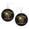 ZVPLOVJ United States ROTC Cadet Command Leather Round Dangle Earrings for Women Double-Sided Design with Hook