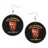 ZVPLOVJ Us 32nd Air Defense Command Patch Leather Round Dangle Earrings for Women Double-Sided Design with Hook