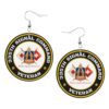ZVPLOVJ US 335th Signal Command Veteran Leather Round Dangle Earrings for Women Double-Sided Design with Hook