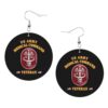 ZVPLOVJ Us Medical Command Patch Veteran Leather Round Dangle Earrings for Women Double-Sided Design with Hook