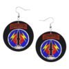 ZVPLOVJ US Military 56th Field Command Leather Round Dangle Earrings for Women Double-Sided Design with Hook