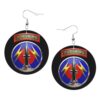 ZVPLOVJ US Military 56th Field Command Leather Round Dangle Earrings for Women Double-Sided Design with Hook
