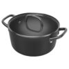 ZWILLING Z1035-053 Milano Stock Pot with Glass Lid, 9.4 inches (24 cm), 1.2 gal (4.7 L), Black, Made in Italy, Double-Handed, Deep Pot, PFAS Free, Ceramic Coating, Induction Compatible