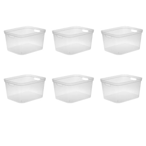 ZYUNOACYR 6 Count Tall Clear Plastic Storage Bins, Open-Top Easy Access Containers With Carry Handles, Stackable Organizer Totes For Pantry, Cabinet, Garage, Bathroom And Household Sundry