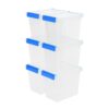 ZYUNOACYR 6 Pack Clear Plastic Storage Bins With Secure Latching Lids, Stackable Transparent Organizer Totes, Multiple Sizes 1qt, 2qt, 3qt, 4qt For Office, Kitchen, Closet And Craft Supplies(3qt)