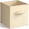ZYUNOACYR Collapsible Fabric Cube Storage Bin 10.5" x .5", Dark Green/Beige/Navy Blue/Pastel Purple, Foldable Organizer For Shelf Closet Home Decor(Beige)
