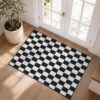 Zzzboro 2'x3' Area Rug, Washable, Non Slip Backing, Checkered Black
