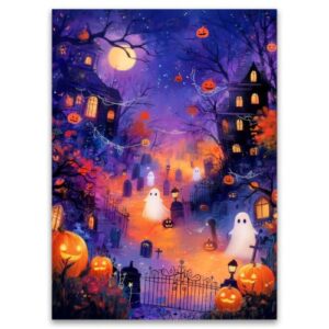 1000 Piece Puzzle for Adults - Halloween Tomblight, Spooky Graveyard Ghosts