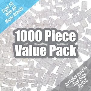 1000 Pieces Clear Building Bricks, Bulk Value Set, Unique Window Blocks