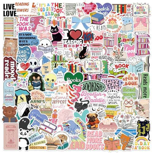 100pcs Book Stickers for Kindle, Bookish Reading Stickers for Laptop, Booktok Book Lover Clear Vinyl Case Gifts Accessories for Teens Adults
