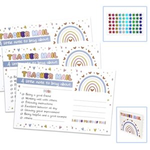 100 Pcs Teacher Mail Ideal for Reward Charts, Notes to Parents- Classroom Good Behavior Incentive Motivational Cards to Send Home - Preschool, Kindergarten, Elementary School (Rainbow)