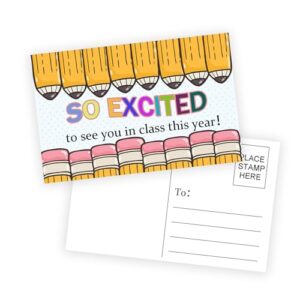100 Teacher Welcome Postcards 4x6, Back to School Cards for Students.