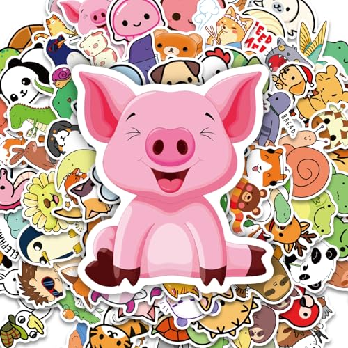 100 Waterproof Vinyl Animal Stickers for Kids, Cute Water Bottle Waterproof Laptop Stickers for Students Gifts Classroom Teacher Prizes Stocking Stuffers Sticker Pack for Kids Girls Teens(Animal-1)