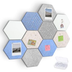 10 Pack Hexagon Cork Board, 12" x 10" Felt Bulletin Board, Pin Boards