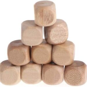 10 Pcs Wooden Dice, 6 Sided Blank Dice Round Corner Cube DIY Graffiti Crafts Toy Board Game Party Supplies Standard Game Dices (1.8cm)