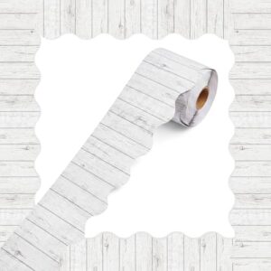 120 Feet Bulletin Board Borders Wooden Pattern, White