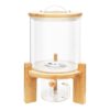 14 in H Rice Dispenser, 5l Glass Food Storge Container For Kitchen Organization And Pantry Store W/Airtight Lid, Measuring Cup And Wooden Stand For Grain Coffee Beans Dry Food.