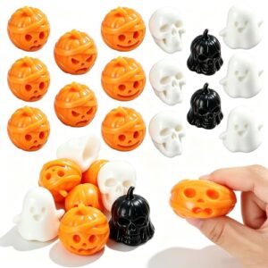 16 Pack Halloween Mochi Squishy Toys Slow Rise Squishy Squeeze Toys Pumpkin Ghost Skull Squeeze Fidget Toys for Halloween Party Favors Treasure Box Toys for Classroom Sensory Toys for Kids with Autism