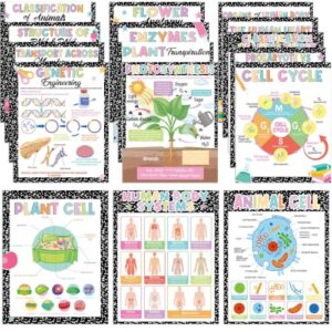16Pcs Composition Science Posters Middle School Classroom Decoration Biology & Life Science Poster Charts Biology Educational Classroom Supplies for Teachers High School Education Bulletin Wall Decor