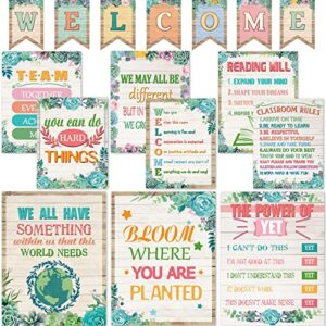 17 Pieces Succulents Classroom Motivational Posters Welcome Decor Signs for Classroom Succulents Bulletin Board Decorations Growth Mindset Classroom Posters Elementary Middle School Classroom Rules