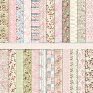 24 Sheets Scrapbook Paper 6" x 6" Double Sided Floral Patterned Paper (D)