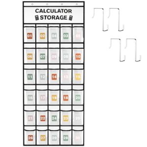 30-Pocket Calculator Holder for Classroom, Hanging Calculator Pocket Chart