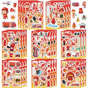 312Pcs Firefighter Stickers, Self Adhesive Firefighting Theme Sticker Fireman Stickers for Scrapbooks Envelopes Cards Gifts Crafts Party Favors Class Rewards