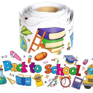32.8 Feet Back to School Bulletin Board Borders, First Day of School Scalloped Border Welcome Back Trim Border Roll for Office Classroom Bulletin Boards Chalkboard Wall Decor
