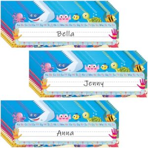 36Pcs Ocean Theme Desk Name Tags for Classroom Sea Animal Student Name Plates Under The Sea Desk Labels with Alphabet Number for Kindergarten Preschool Back to School Classroom Decoration