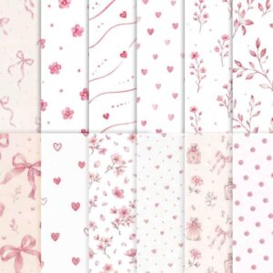 36 Sheets Pink Bow Scrapbook Paper 6x6 Inch Decorative Craft Paper