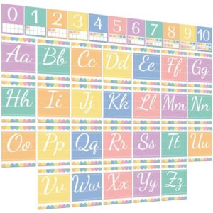 37 Pcs Pastel Alphabet Bulletin Board Set 26 Letters Flash Cards and 0-10 Number Cards Abc Alphabet Poster for Classroom Wall Blackboard Classrooms Decors Back to School Chalkboard Supplies