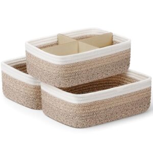 3 Pack Small Baskets for Organizing, Woven Storage Baskets for Shelves