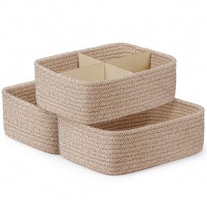 3 Pack Small Baskets for Organizing, Woven Storage Baskets for Shelves