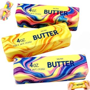 3PCS Butter Squishy Stress Toy,Soft Novelty Toy,Realistic Butter Stick Fidget, Slow Rising Soft Squeeze Toy for Adults Stress Relief & Anxiety Relief