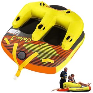 3 Person Towable Tube for Boating with Sit & Kneel Positions, Heavy Duty 3 Rider Water Tubes for Boats to Pull for Youth Adult Watersports