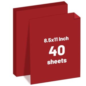 40 Sheets Red Cardstock, 8.5 x 11-65lb Printer Card Stock paper for Cricut,Construction Paper for Christmas, Invitations,Scrapbooking,Cards Making and Craft