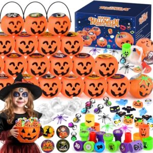 432PCS Halloween Party Favors, Mini Pumpkin Buckets, Halloween Toys