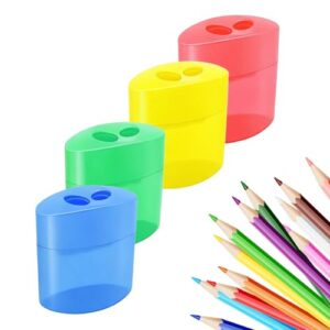 4Pack Dual‑Hole Handheld Pencil Sharpeners with Cover for Pencils
