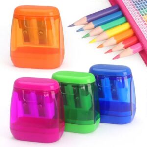 4 Pack Pencil Sharpener Manual, Double Holes, Assorted Color