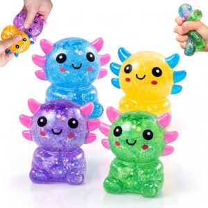 4Pcs Glitter Animal Stress Balls for Adults, 4 Colors Stress Relief Balls