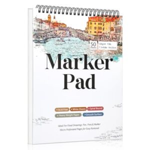 50 Sheets Marker Sketchbook, 7.5 × 9.8 in, 120gsm Alcohol Marker Paper