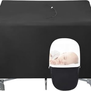 PandaEar Blackout Cover for Pack N Play, Breathable Crib Canopy Cover Tent for Pack and Play, Portable Stretchy Baby Netting for Indoor & Outdoor