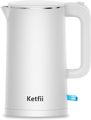 Electric Kettle 1.7L, Seamless Inner Pot, Double-Walled Design, BPA-Free, Tea, Coffee & Hot Water Boiler, Dual-Angle Lid Opening, Auto Shut-Off & Boil-Dry Protection, 304 Stainless Steel, 1500W